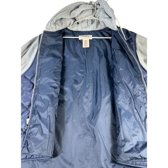 Big Mac Workwear Quilted Hoodie Mens XXL Navy Blue Gray Pocket Drawstring Zip Up - Picture 3 of 10